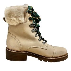 𝐅𝐑𝐘𝐄 Samantha Hiker Boot Suede Shearling Green Laces Size 5.5